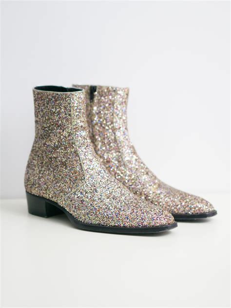 yves saint laurent boots glitter